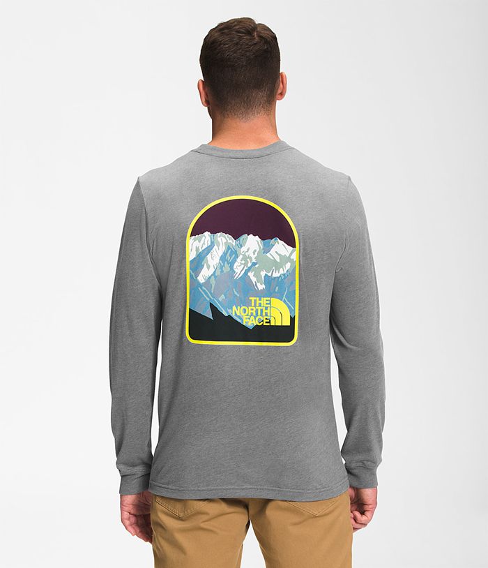 Camiseta The North Face Hombre Manga Larga Parks Gris - Peru 58167UCRV